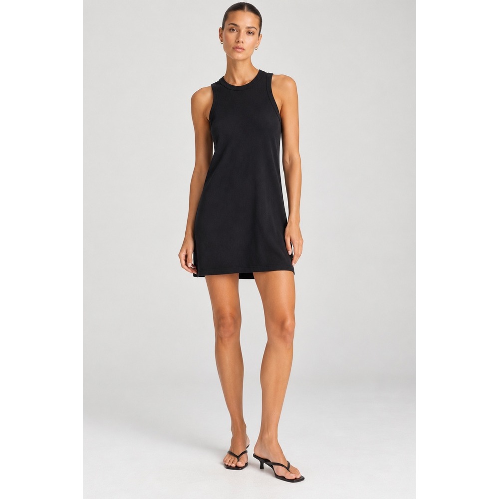SKIMS Cotton Rib Tank Dress Soot Black Mini Sleeveless Racerback 2X